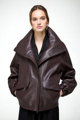 Titiana - Dark Bordeaux Leather Jacket