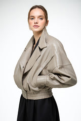 Clara - Beige Leather Jacket