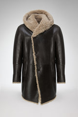 Teo - Anthracite - Beige Shearling Coat
