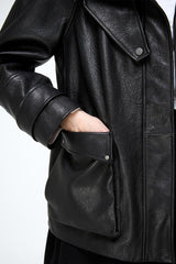 Naomi - Black Leather Coat