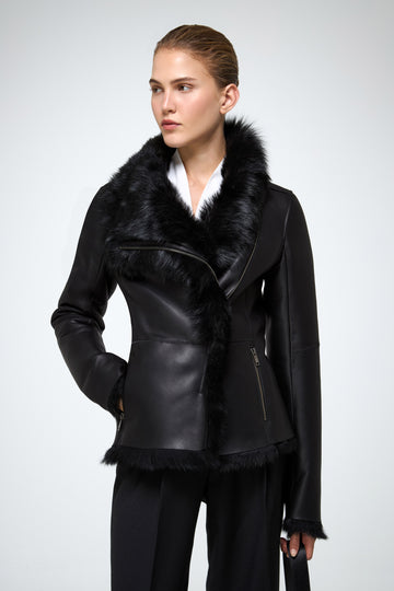 V S P - Adila - Toscana Black Shearling Jacket
