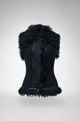 Olivia - Black Shearling Vest
