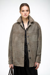 Nora - Grey Leather Jacket