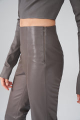 LARA - Nude Leather Pants