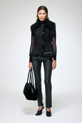 Olivia - Black Shearling Vest