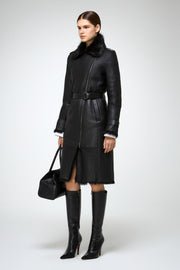 V S P - Lyza - Clotho Black Shearling Coat
