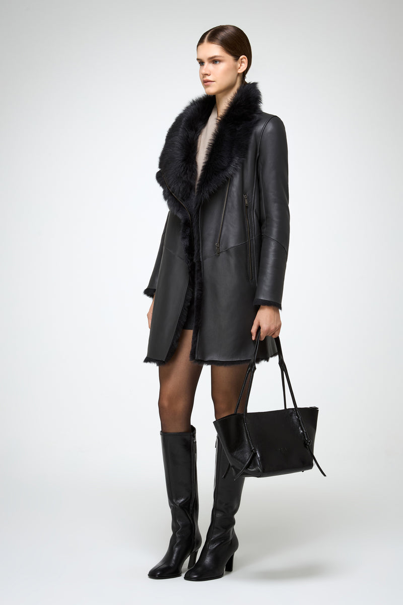 VSP - Kristell - Clotho Anthracite Shearling Coat