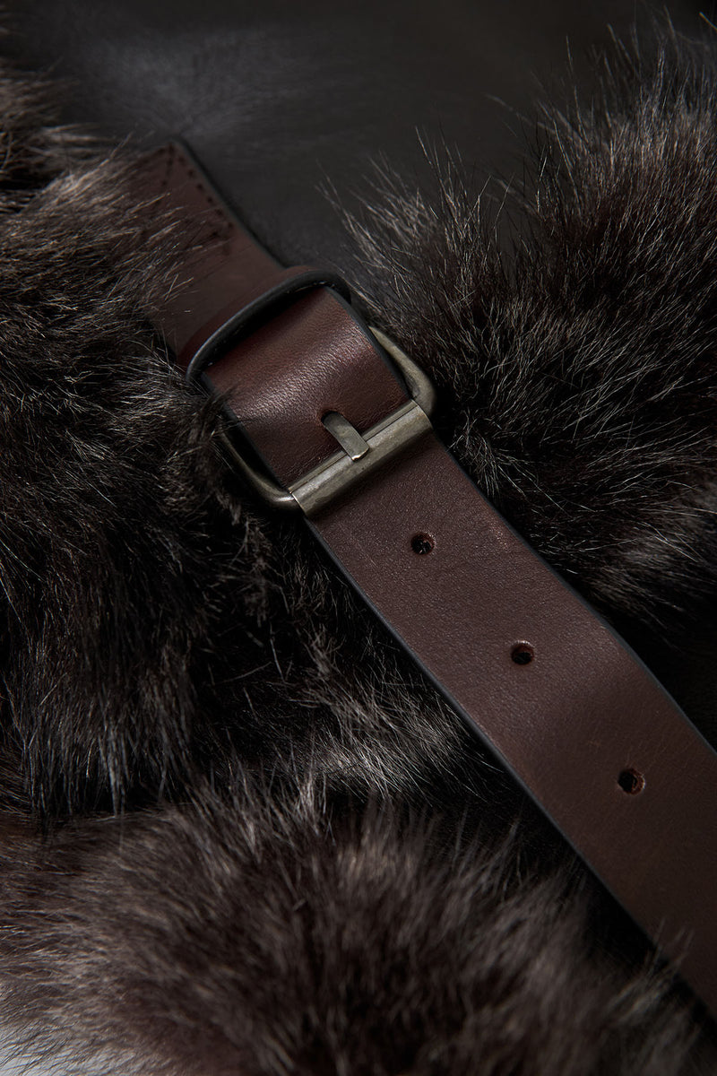 Jacotte - Dark Brown Leather Neckwarmer