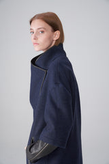 Perle - Navy Brown Wool Coat