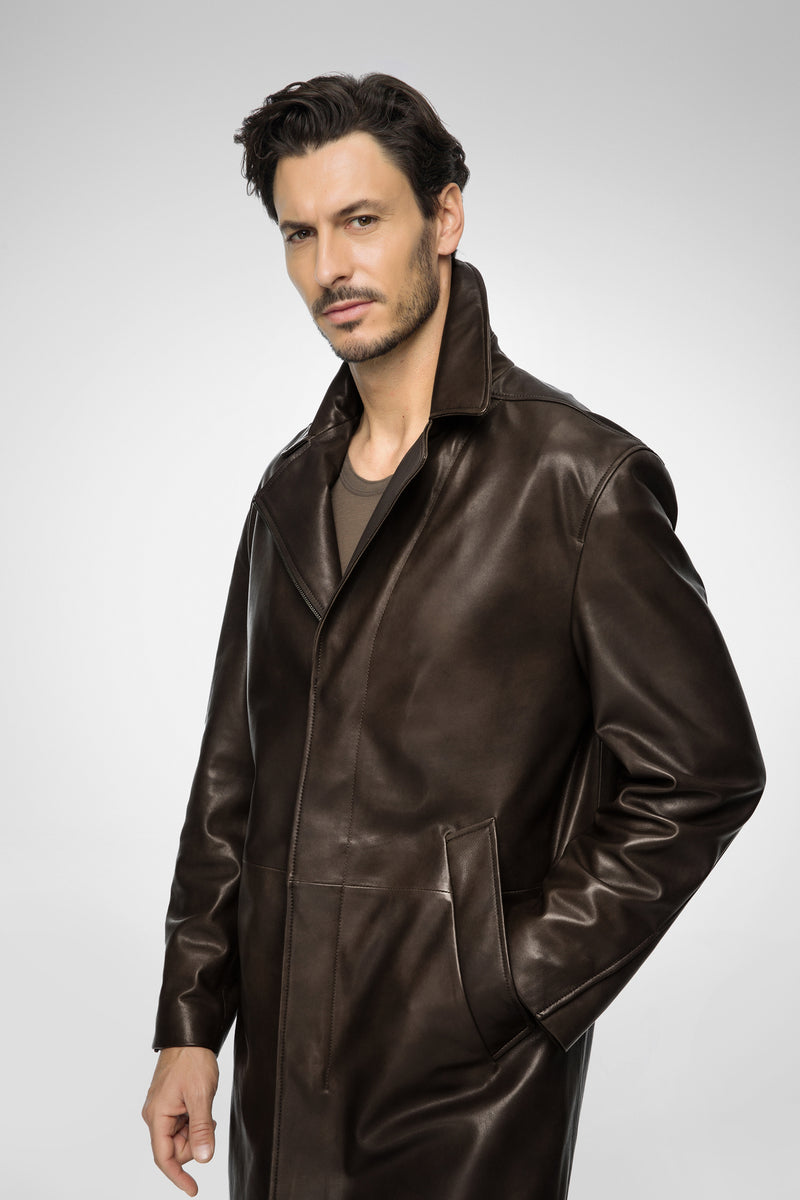 Effe - Manteau en cuir Marron