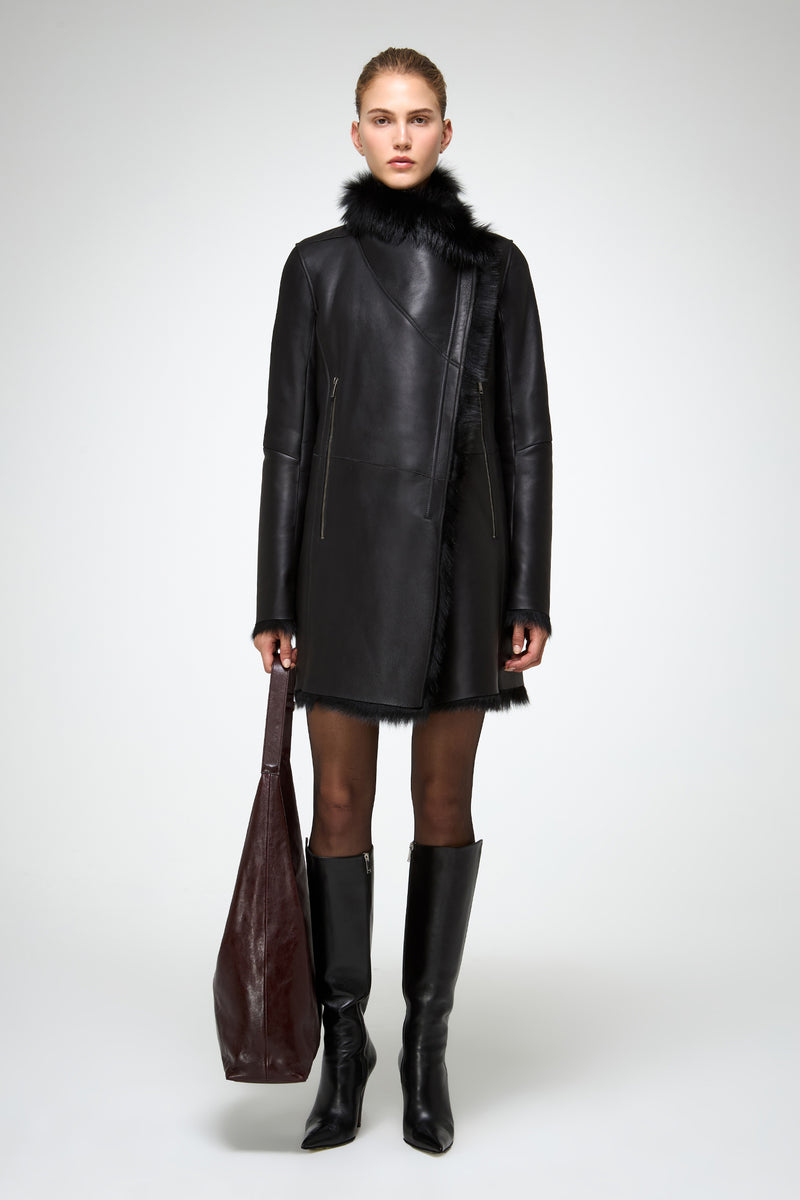 VSP - Kristell - Clotho Black Shearling Coat