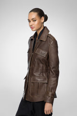 Camille - Cloudy Brown Leather Jacket