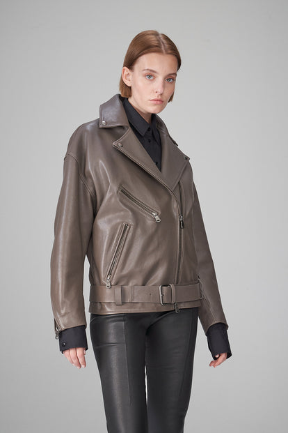 V S P - Gisele - Grey Leather Jacket