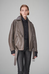 Gisele - Grey Leather Jacket