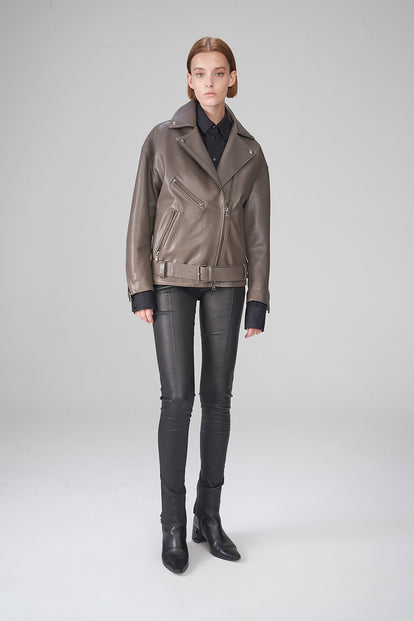 V S P - Gisele - Grey Leather Jacket