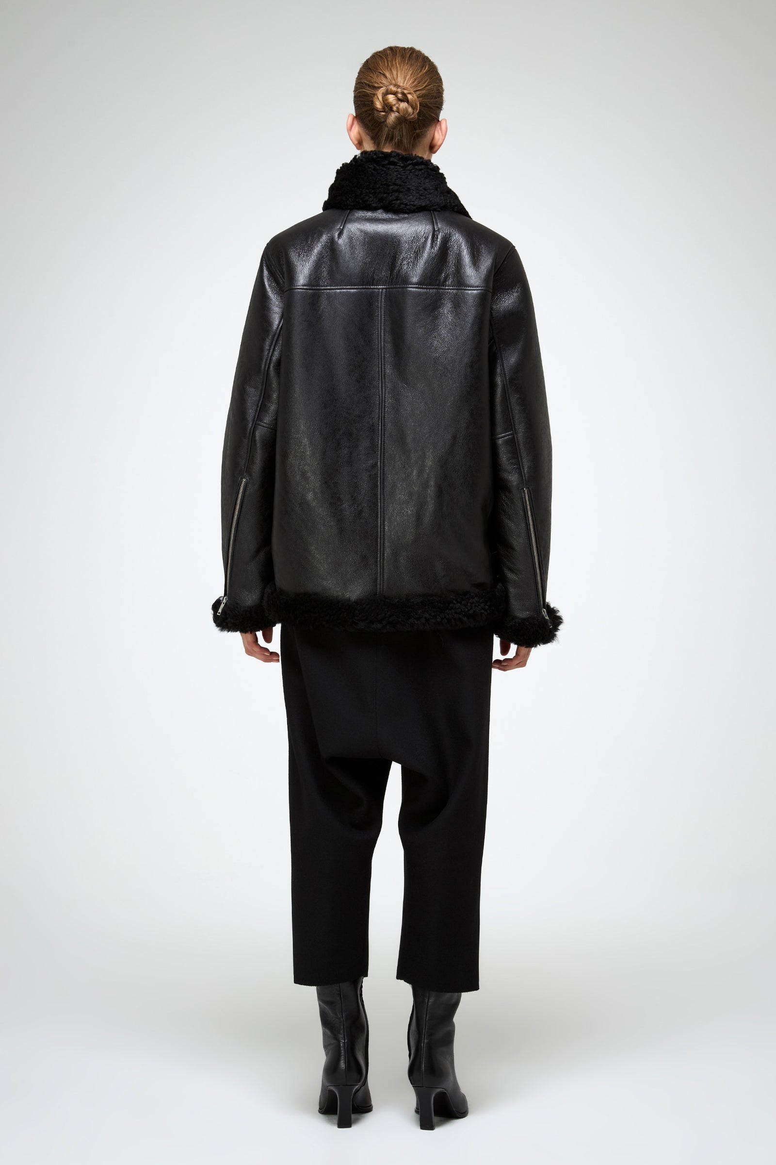 V S P - Antonella - Black Shearling Coat