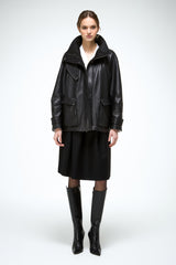 Naomi - Black Leather Coat