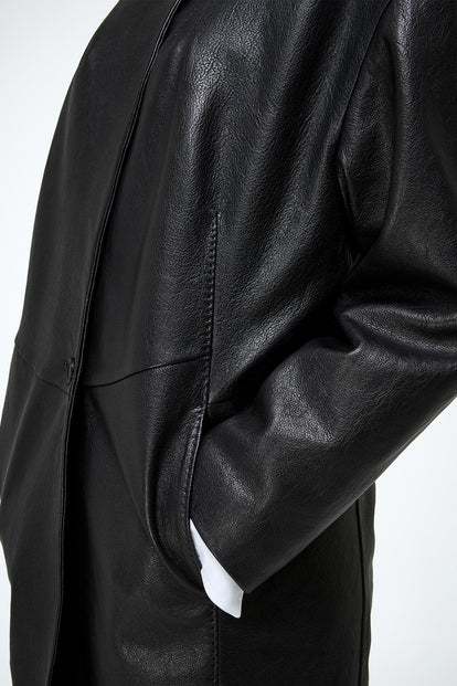 V S P - Bianca - Black Leather Coat