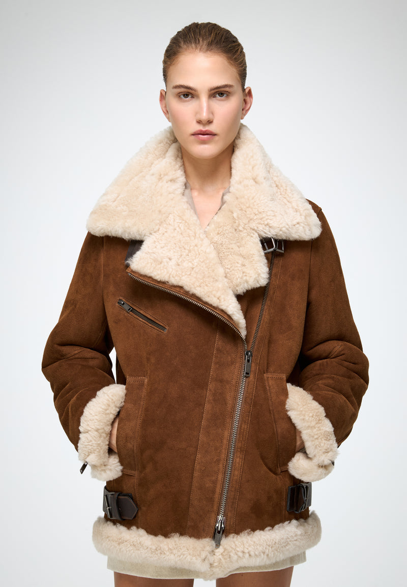VSP - Antonella - Tobacco Shearling Coat