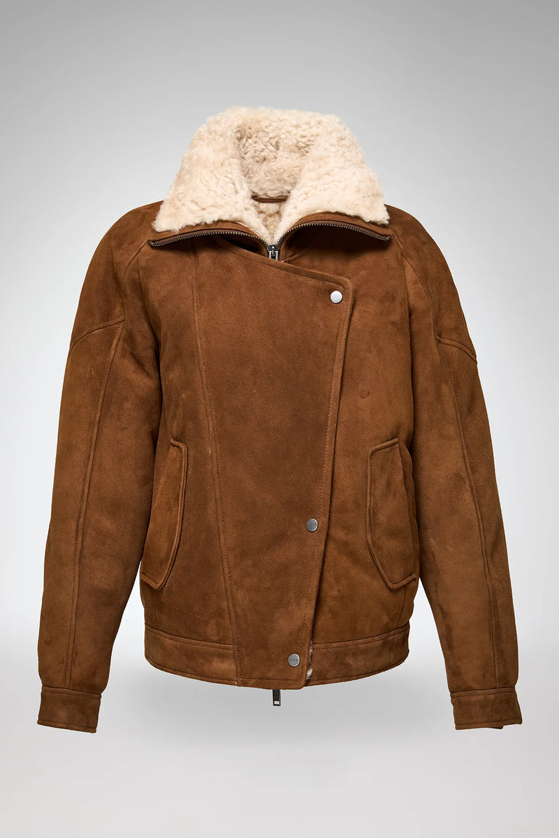 Sandie - Beige Shearling Jacket