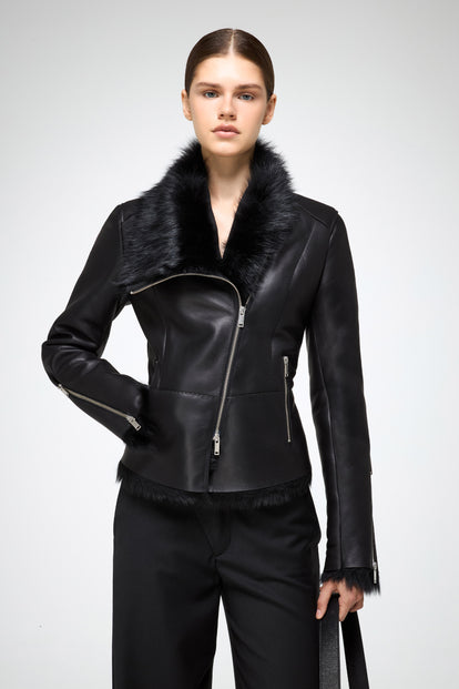 V S P - Renata - Toscana Black Shearling Jacket