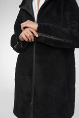 Juliane - Manteau en peau lainée Black