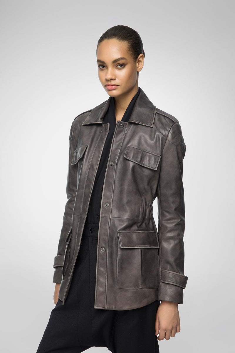 Camille - Anthracite Leather Jacket