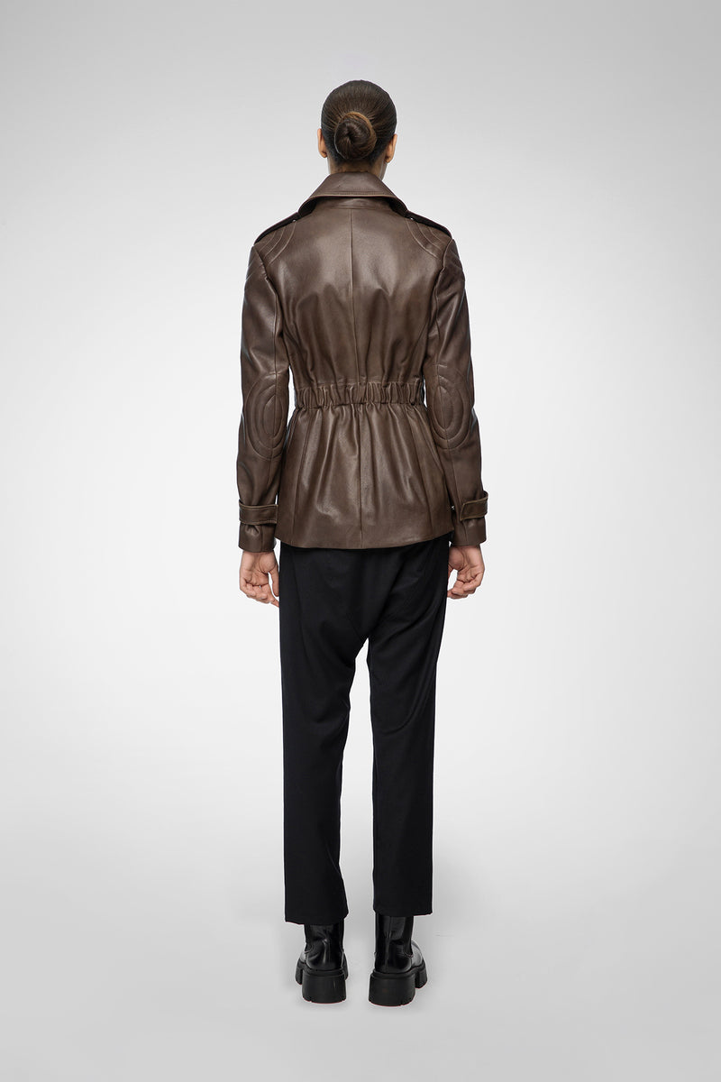 Camille - Cloudy Brown Leather Jacket