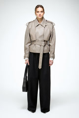 Serena - Beige Leather Jacket