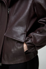 Titiana - Dark Bordeaux Leather Jacket