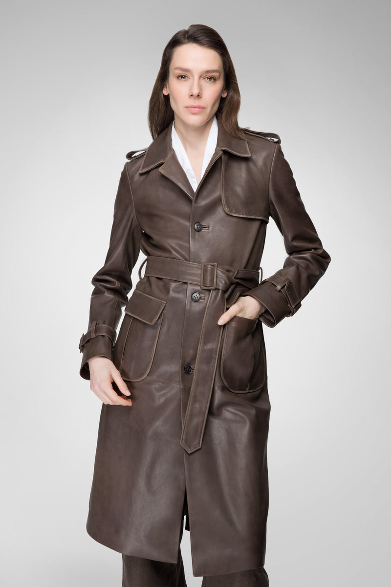 Madyson - Cloudy Brown Leather Coat