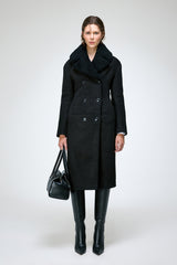 Celina - Black Suede Shearling Coat