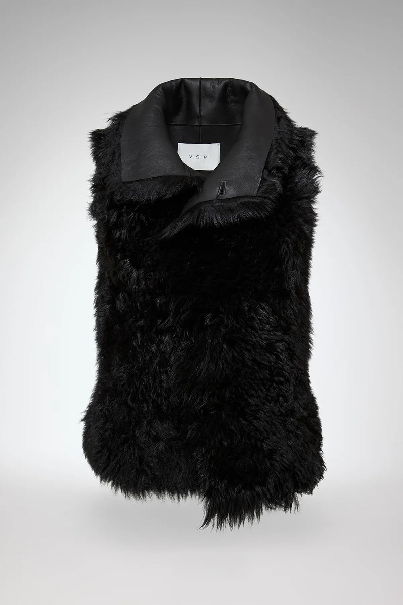 VSP - Solene - Black Shearling Vest