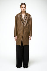 Bianca - Olive Leather Coat