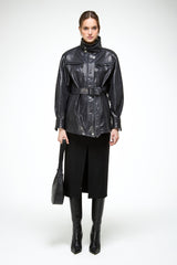 Chiara - Carbon Leather Coat