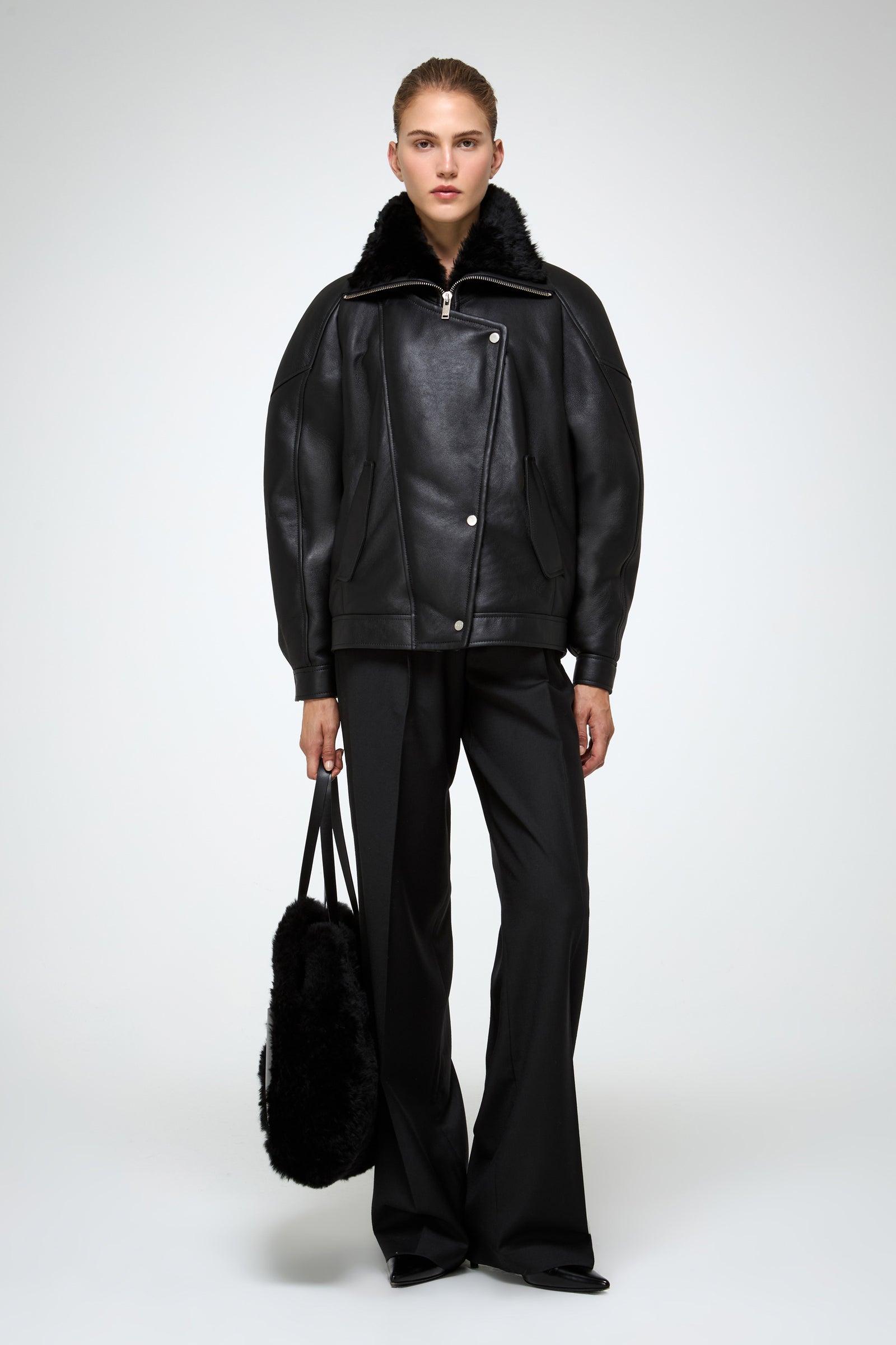 V S P - Sandie - Black Shearling Jacket