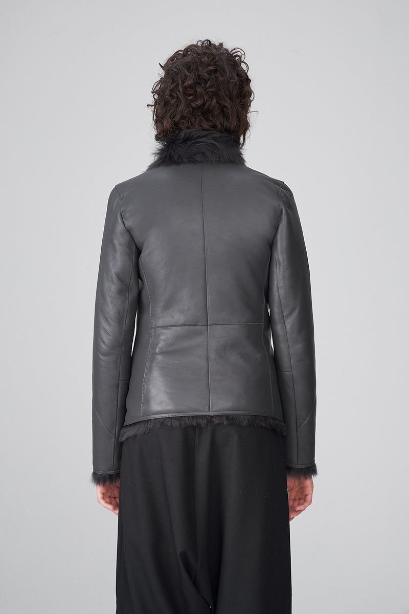 VSP - Adila - Clotho Anthracite Silky Shearling Jacket
