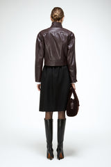 Alina - Dark Bordeaux Leather Jacket