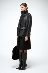 Naomi - Black Leather Coat