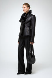 V S P - Adila - Toscana Black Shearling Jacket