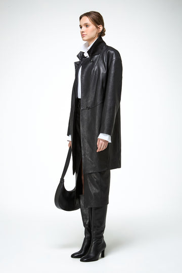 V S P - Bianca - Black Leather Coat