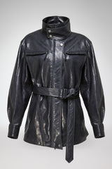 Chiara - Carbon Leather Coat