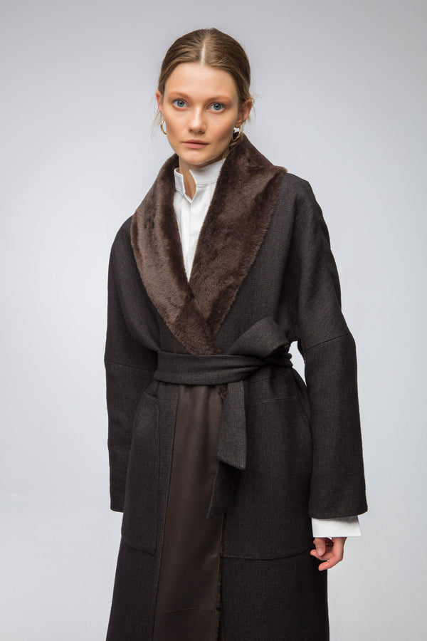 Sophia - Brown Bitter Wool Coat