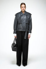 Lucia - Anthracite Leather Jacket