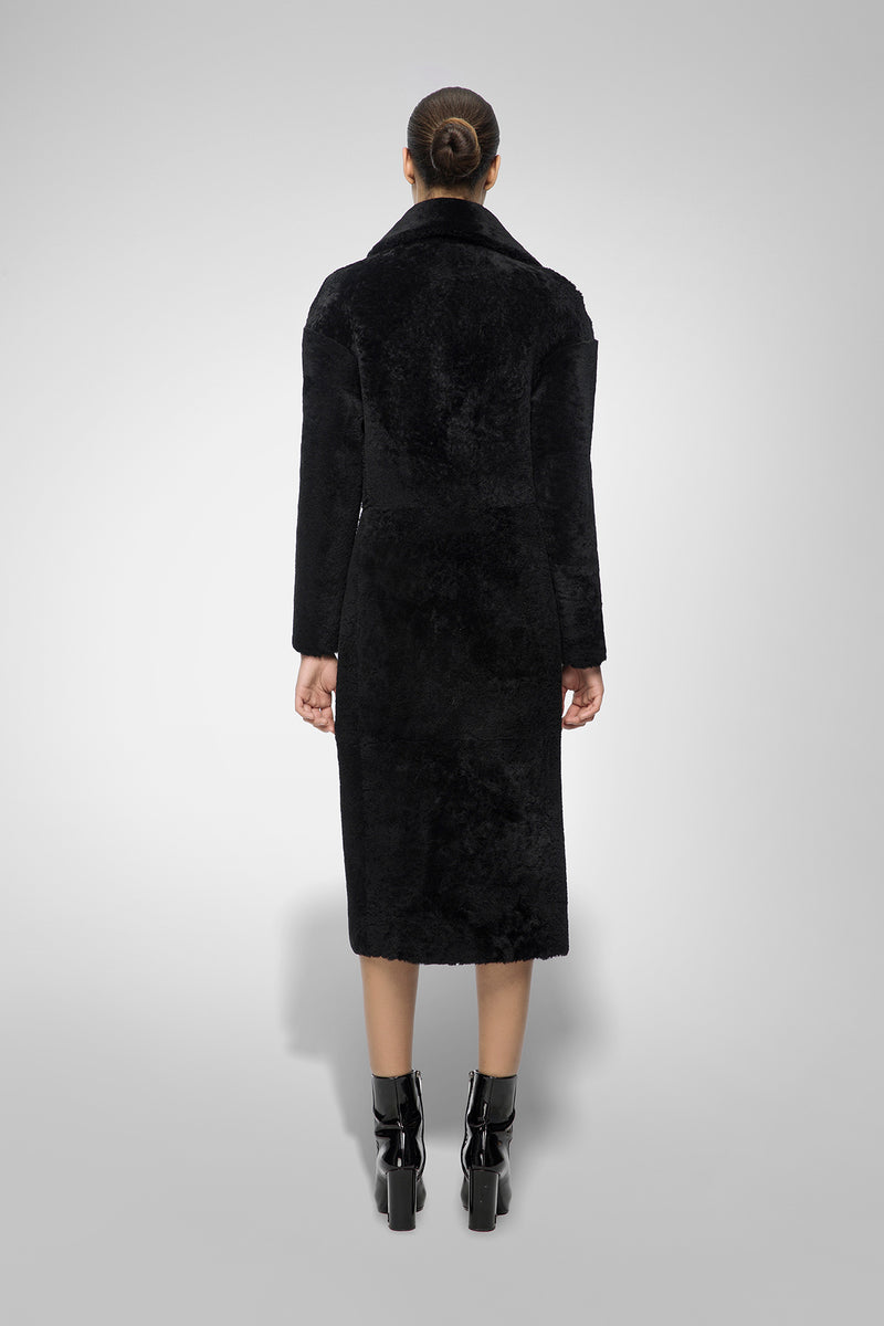 Jennifer - Manteau en peau lainée Black