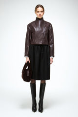 Alina - Dark Bordeaux Leather Jacket