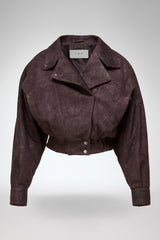 Clara - Dark Bordeaux Leather Jacket