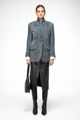 Caterina - Indigo Leather Coat