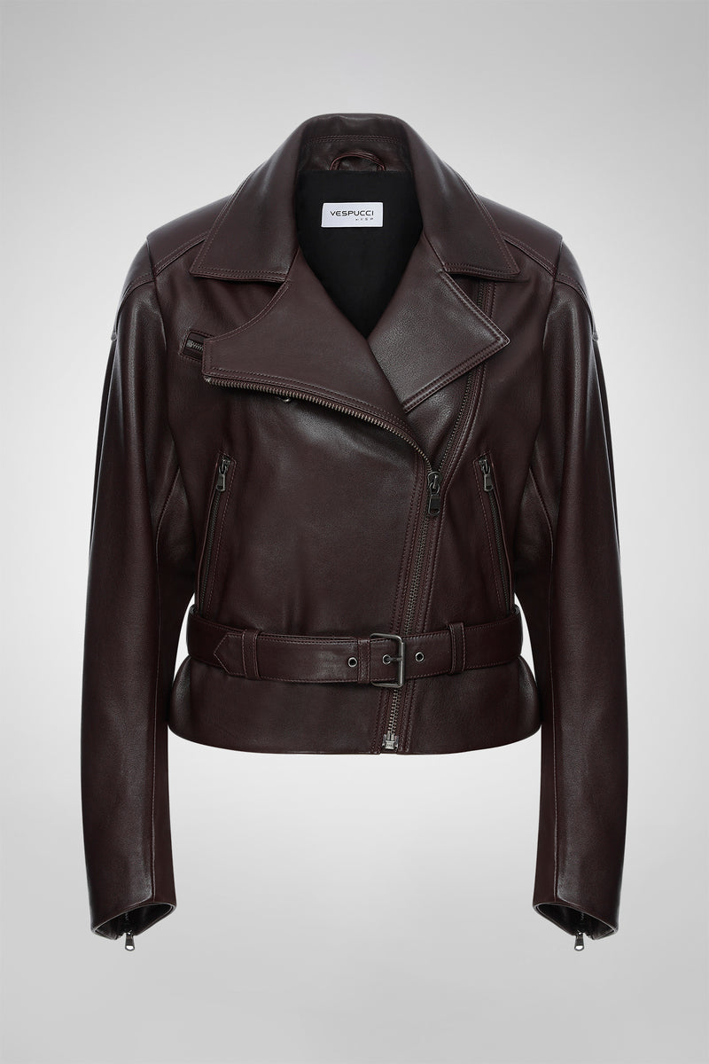 Carla - Bordeaux Leather Jacket