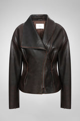 Briana - Veste en cuir marron